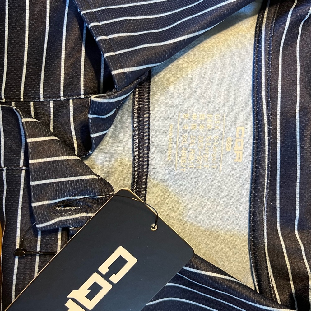 CQR Men’s Navy Striped Polo XLT NWT - Picture 2 of 4